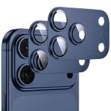 「Actfrain」2枚セットiPhone 17 Pro用 カメラ保護フィルム 【アルミ合金+9H強化ガラス】レンズ全面保護 耐衝撃/擦り傷防止/露出オーバー防止 高透過率 曇りなし 強粘着設計 黒縁デザイン ダークブルー