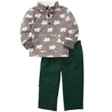 カーターズ（Carter's）【グレーくまフリース上下セット】男の子グレークマさんシルエットフリース&深緑コーデュロイパンツ上下2点セットアップ 9months 9ヶ月用 75cm-80cm  フリー