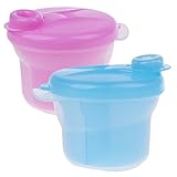 ノーブランド品 　全3色　2個　キッチン　食品貯蔵　3セクション　赤ちゃん　収納ボックス　ケース　離乳食保存容器 - ローズとブルー