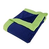 Trend Lab Satin Framed Mosaic Burnout Velour Matte Receiving Blanket, Navy Blue/Chartreuse Green by 