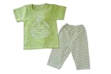 BABY tree 半袖 子供 おしゃれ キッズ セットアップ Tシャツ ＆ 短パン 上下セット パジャマ ルームウエア にも！ (90, ヨット グリーン)