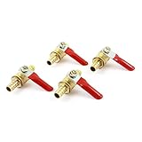 uxcell　ホースバーブ　水管弁　止水栓　バルブ　プラスチック被覆　ハンドル　レッド　4個入り