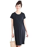 Angeliebe エンジェリーベ マタニティ ワンピース 授乳口付き フライス 半袖 ボックス ワンピ 妊婦服 産前 産後 半袖 M ～ L ネイビー 21766 21766102