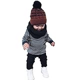 AmazingDeal 子供服 女の子 ストライプ 長袖　春秋冬 上下セット 綿製品 衣装 可愛い (110)