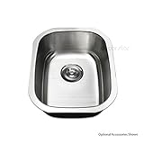 Decor Star P-001 15 Inch x 18 5/8 Inch Undermount Single Bowl 18 Gauge Stainless Steel Bar or Prep S