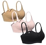 iLoveSIA (アイラブシア) マタニティ ブラジャー 2Wayオープン 授乳 ノンワイヤー レース付 3枚セット 黒+ピンク+ベージュ LL