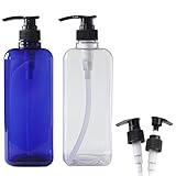 Sweet Plus ディスペンサー 1000ml つめかえボトル シャンプーボトル リンス ボディソープ 詰め替え 容器 大容量 ポンプ式 (ブルー x クリア)