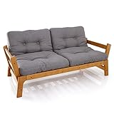 LOWYA （ロウヤ） ソファ ソファベッド 北欧家具 カウチ・ソファ・フラット 3way変形 ミルフィーユマットレス 天然木フレーム 2人掛け ファブリック ハニーフレーム/グレー