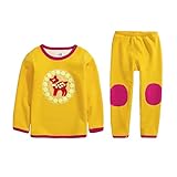 PANCY 子供服 長袖 ルームウェア 上下セット 秋冬 裏起毛 女の子 アップリケ(イエロー(しか),140cm)