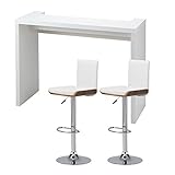 バーカウンターテーブル カウンターチェア 3点セット 幅120cm 同色2脚 回転式 昇降式 合皮 フェイクレザー rd-c2335×2&amp;rd-t8630 ホワイト