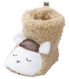 C-Princess 幼児 キッズ うさぎ ルーム シューズ ファーストシューズ ショートブーツ 新生児 赤ちゃん ベビー靴 歩行靴 可愛い ふわふわ 防寒 ブラウン 13cm