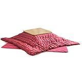 タンスのゲン 【速暖2秒！600Wハロゲンヒーター】 手元コントローラー こたつ 3点セット 幅80×80cm 正方形 継ぎ脚 UV塗装 本体ナチュラル 布団水玉レッド 68140096 07