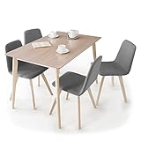 LOWYA （ロウヤ） ダイニング5点セット ダイニングセット 天然木 コンパクトサイズ ファブリック 4人掛け 幅120cm グレー おしゃれ