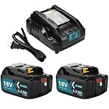 Boetpcr 互換 マキタ 18v バッテリー 充電器セット BL1860B 6000mAh 2個付き 小型 DC18RC充電器付き マキタ 18v バッテリー BL1815N BL1830B BL1860Bなどに互換可能 LED残量表示 A+級セル採用 BMS基板搭載 高耐久性 PSE認証取得済