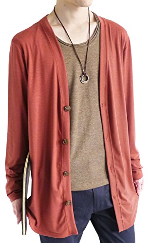 (モノマート) MONO-MART カーディガン ウッド調ボタン カーデ ストレッチ メンズ 長袖