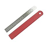 1ピーススチール定規厚い製図用品ハードウェアツール定規両面用オフィスと学校-15cm