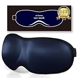 【睡眠栄養指導士 監修】【遮光率99.99％】 アイマスク 睡眠用 シルク 質感 低反発素材 遮光 安眠 立体 睡眠マスク 3Dフォルム ヘッドバンド&アジャスター ra kuras (ダークブルー)