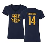 TCAMPバルセロナサッカーシャツPhilippe Coutinho # 14 FutbolレディースVネックTシャツ Adult Medium