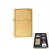 ジッポー ZIPPO ライター ギフトボックスセット オイル小缶 133ml フリント 6個 ギフトボックスなど付属 #240 ブラスサテーナ(ブラッシュブラス 真鍮) ビンテージ（ラインあり）