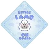 Little Lamb Blue On Board Car Sign New Baby / Child Gift / Present / Baby Shower Surprise by mybabyo