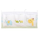 ベビーベッド収納 小物入れ 収納袋 可愛い お風呂収納袋 おもちゃ サイドポーチ 片付け 吊り袋 子供部屋収納 hibote 70*32cm HY-11