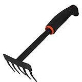 uxcell 滑り止めハンドル　ガーデンハンドヘルド　草取りボウレーキ　ブラック　プラスチック製