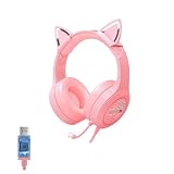 ゲーミングヘッドセット 猫耳ヘッドホン オーバーイヤー 取り外し可猫耳 猫の目の輝き USB有線 360°回転 RGBライト ノイズキャンセリング Xbox One X/PS4 Pro/PS5/Switch/スマホ/コンピューター/Laptop/Padなどに対応 (白い)
