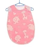 BEREAM ベビー スリーパー 赤ちゃん 綿 綿毛布 コットン キッズ ガーゼ (40×60cm, アニマル//ピンク)