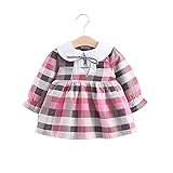 ベビー服 子供服 女の子ワンピース Pojour 長袖ドレス 可愛いグリッドリボン 秋冬 オシャレ 通園 発表会 旅行 記念日 プレゼント ピンク