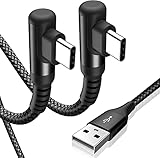 USB Type C ケーブル L字【2本セット 2m】Sweguard USB-C to USB-A cable【PD& QC3.0対応 3.1A急速充電】タイプc 充電ケーブル iPhone 16-black