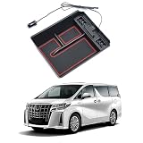 Auto Specトヨタ アルファード/ヴェルファイア30系 に適合 内蔵型コンソールボックス 車内収納ボックス Type-C QC3.0USBポート付き 車種専用設計 センサーLEDライト付き 小物入れ 滑り止めマット付き 収納アクセサリー 装着簡単 (ALPHARD30系/VELLFIRE30系 大型コンソール車, ブラック)
