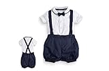 LAZA　ベビー服 赤ちゃん 男児 ベビー フォーマル 蝶ネクタイ付 Tシャツ+パンツ サイズ80cm 90cm 100cm (100cm)
