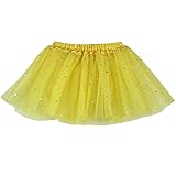 Buenos Ninos 女の子用 3層 スパンコール付きバレエスカート きらきら光る星付き ドレスアップチュチュ US サイズ: Free size カラー: イエロー
