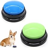 ペット ボタン 会話 犬 会話ボタン 犬ボタン 2個入り 犬とのコミュニケーション 録音ボタン 犬知育玩具 訓練用 知育おもちゃ 猫犬適用 (ブルー+グリーン)