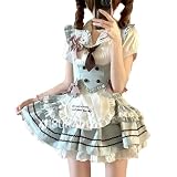 [ＸＨＳＵＫＡＤＯ] メイド服 上下セット 3点セット セットアップ ロリータ ブラウス ミニスカート ベスト レディース 服 制服 ゴスロリ ドレス 洋服 フリル リボン メード服 コスプレ 仮装 Lolita アイドル 衣装 半袖 夏 春 秋 冬 水色 ブルー L [並行輸入品]