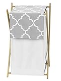 Sweet Jojo Designs Clothes Laundry Hamper for Gray and White Trellis Print Lattice Bedding [並行輸入品]