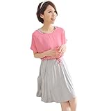 マタニティ ロング ワンピース シフォン 授乳服 授乳口付き 胸のフリルが超かわいい グレー 気質 2点セット