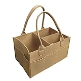 【VANCORE】ベビー おむつストッカー オムツ収納ケース 子供おもちゃ 赤ん坊 用品収納バッグ おしりふき/着替え/タオル入れ フェルト超軽 11ポケット大容量（5色）ベージュ