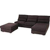 ソファ ソファー カウチソファ スツール 3人掛け ポケットコイル ファブリック ダークブラウン