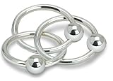 Cunill 7.5-ounce 3-ringボールベビーRattle、2インチ、スターリングシルバー
