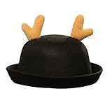 MIOIM 大人 子供 フェルトハット ハロウィン クリスマス 山高帽子 ウール 鹿角 帽子 丸み ラシャ ボーラーハット ダービーハット 通園 通学