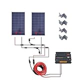ECO-WORTHY ソーラーキット: 2個 100W ソーラーパネル + 4.5ｍ延長線 + 20A 温度補償チャージャーコントローラー + Y MC4 コネクター + Z 取付金具