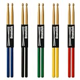 cobalt planet 5ペア ドラムスティック 滑り止め ラバーグリップ 木製ドラムスティック 5Aドラムスティックドラム練習 手を傷つけず 軽く叩き スティック棒 ドラムのアクセサリー 打楽器 音楽 ギフト (ナチュラル 5カラーグリップ)