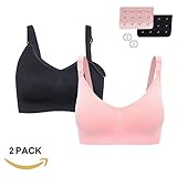 Burvogue女性フロントオープン授乳用の妊婦用ブラジャー (Medium, ブラック＋ピンク1)