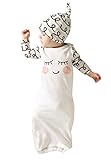 mnlybaby新生児赤ちゃんコットンEyes Sleepingバッグ長袖ガウンwith Hat カラー: ホワイト