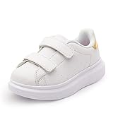 Happytime スニーカー ベビーシューズ キャンバス 子ども ハイキングシューズ 白い プレゼント 七五三 通園 (18.0cm, ゴールデン)