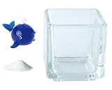 花市場直送便 ミニチュアガラス クジラB ディープブルー & カラーサンド ホワイト & 植え込み用グラス ニューブロックS