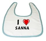 Baby Bib with I Love Sanna (first name/surname/nickname) by Shopzeus