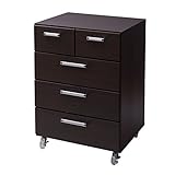 日本製(大川家具) クローゼット収納4段チェスト幅59.5高さ86キャスター付ウエンジブラウン  um0116