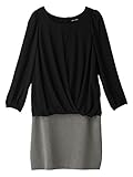 Angeliebe エンジェリーベ マタニティ 授乳口 付 ワンピース 妊婦服 産前 産後 長袖 お宮参り 通勤 9号 ブラック × グレー